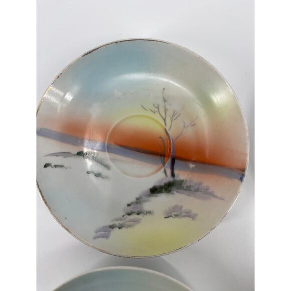 set of 4 VTG Independence Ironstone Castleton China platter 13”x9” sunset Japan - Picture 3 of 12